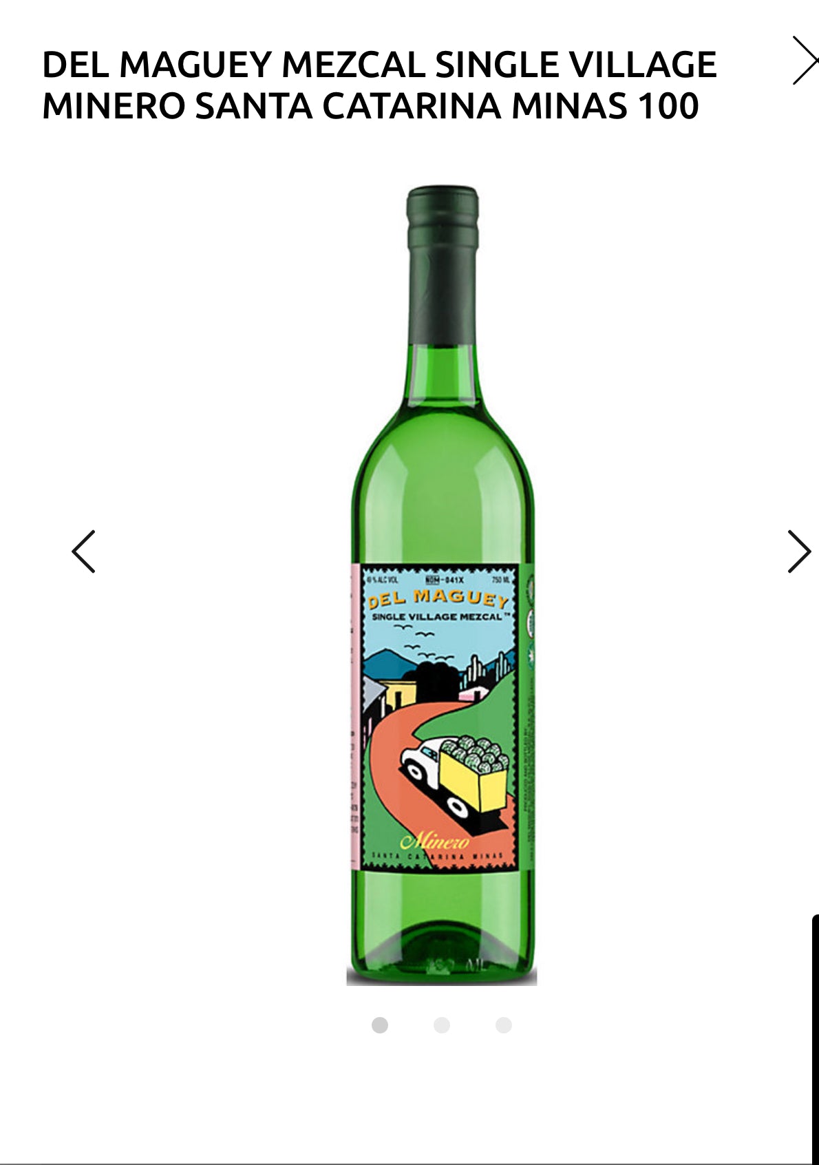 Del Maguey Mezcal Single Village Minero Santa Catarina Minas 100