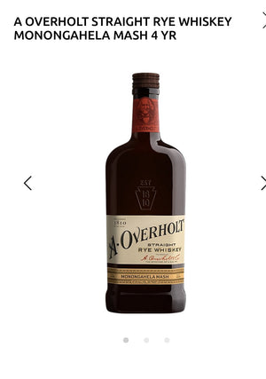 A Overholt Straight Rye Whiskey Monongahela Mash 4 Yr 95