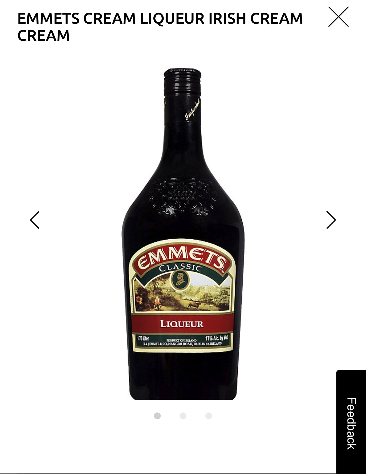Emmets Irish Cream Liqueur 34