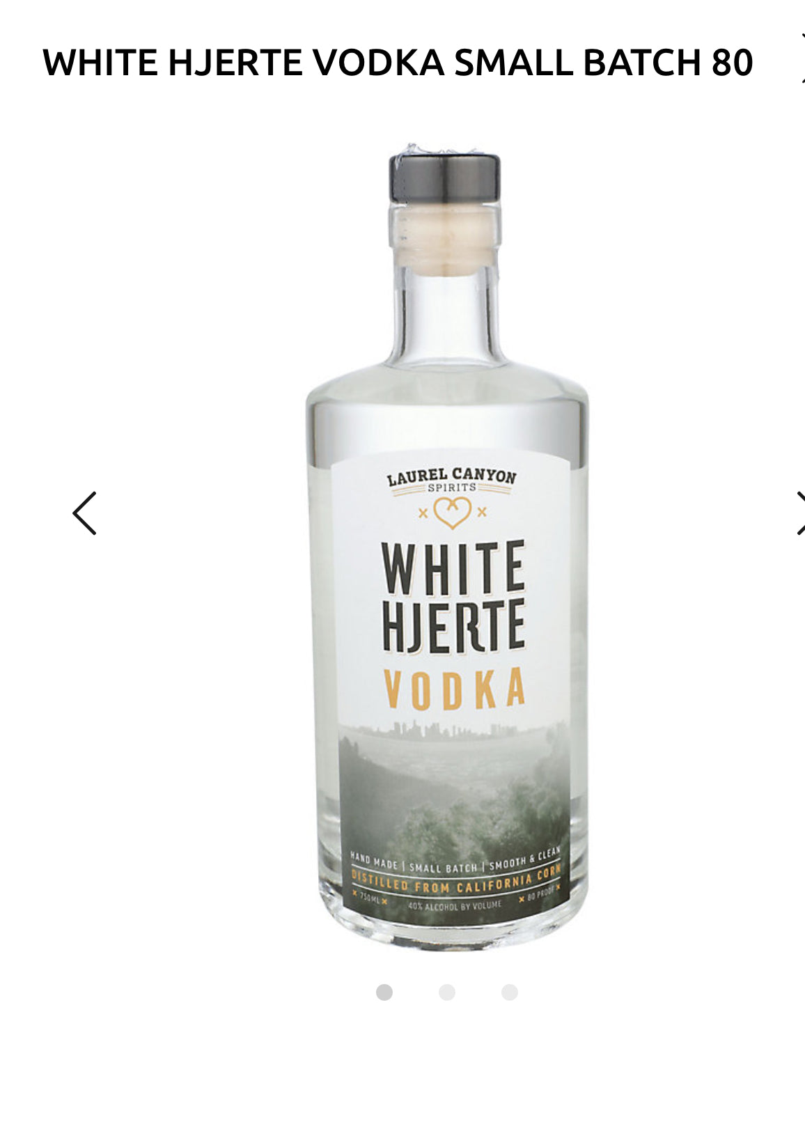 White Hjerte Vodka Small Batch 80