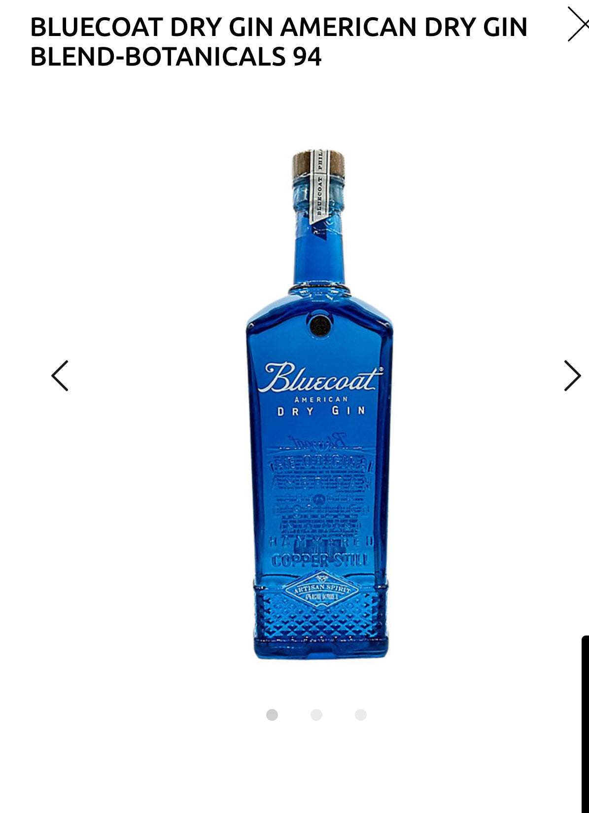 Bluecoat American Dry Gin 94 1L