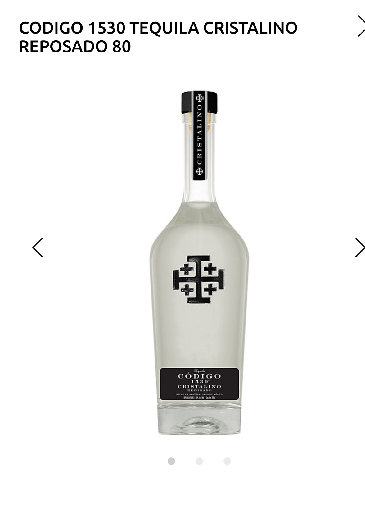 Codigo 1530 Tequila Reposado Cristalino 80