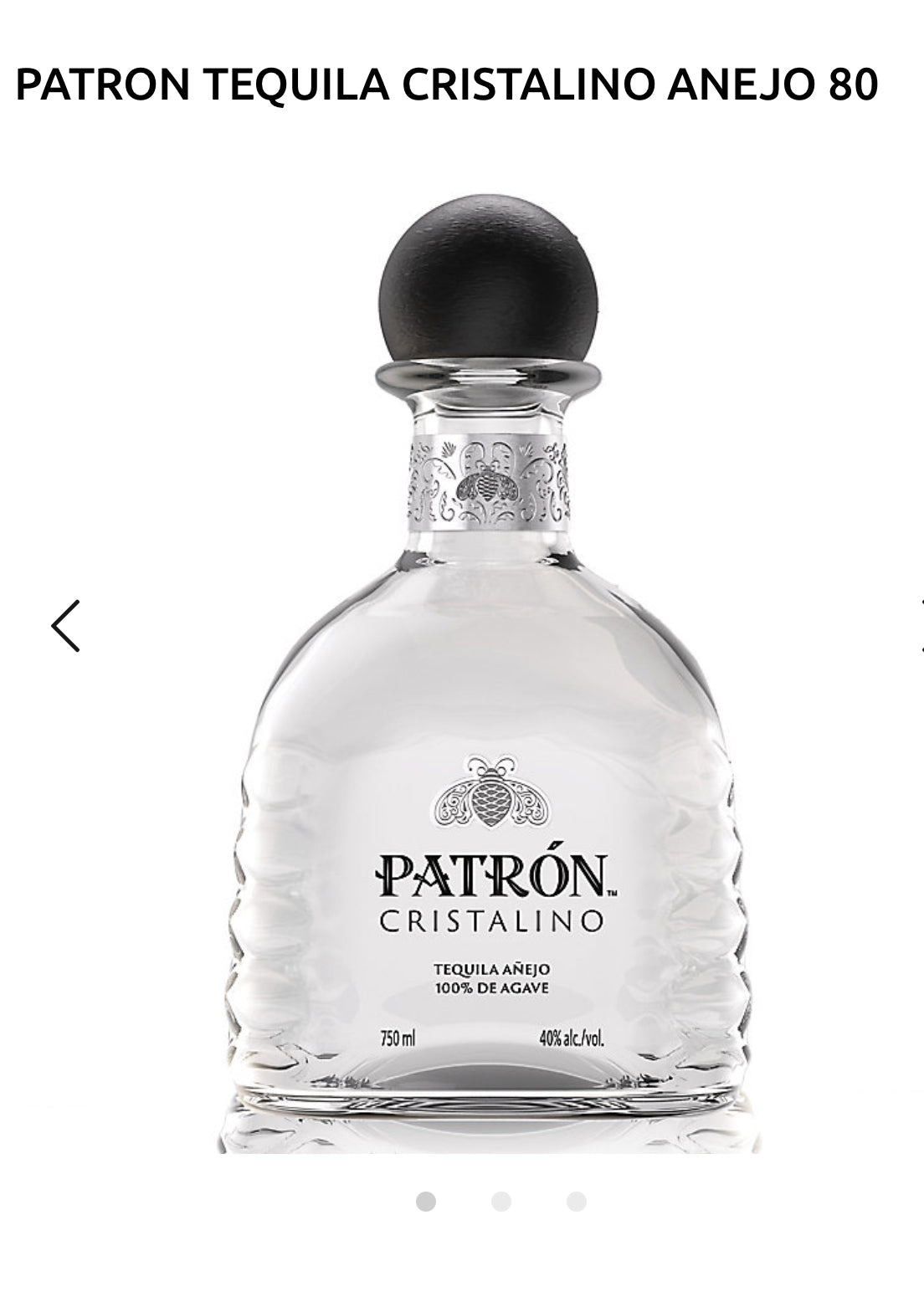 Patron Tequila Cristalino Anejo 80