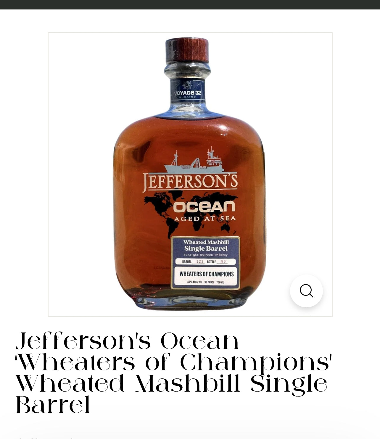 Jefferson's Straight Bourbon Ocean Aged At Sea Wheated Mash Bill Single Barrel 90