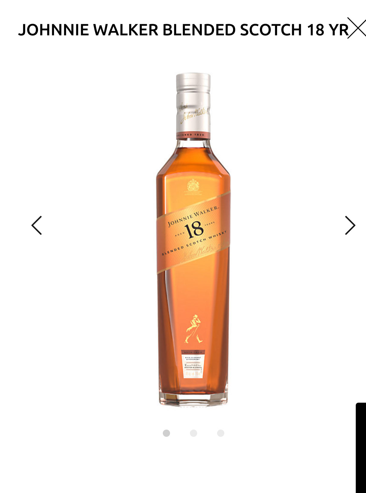 Johnnie Walker Blended Scotch 18 Yr 80