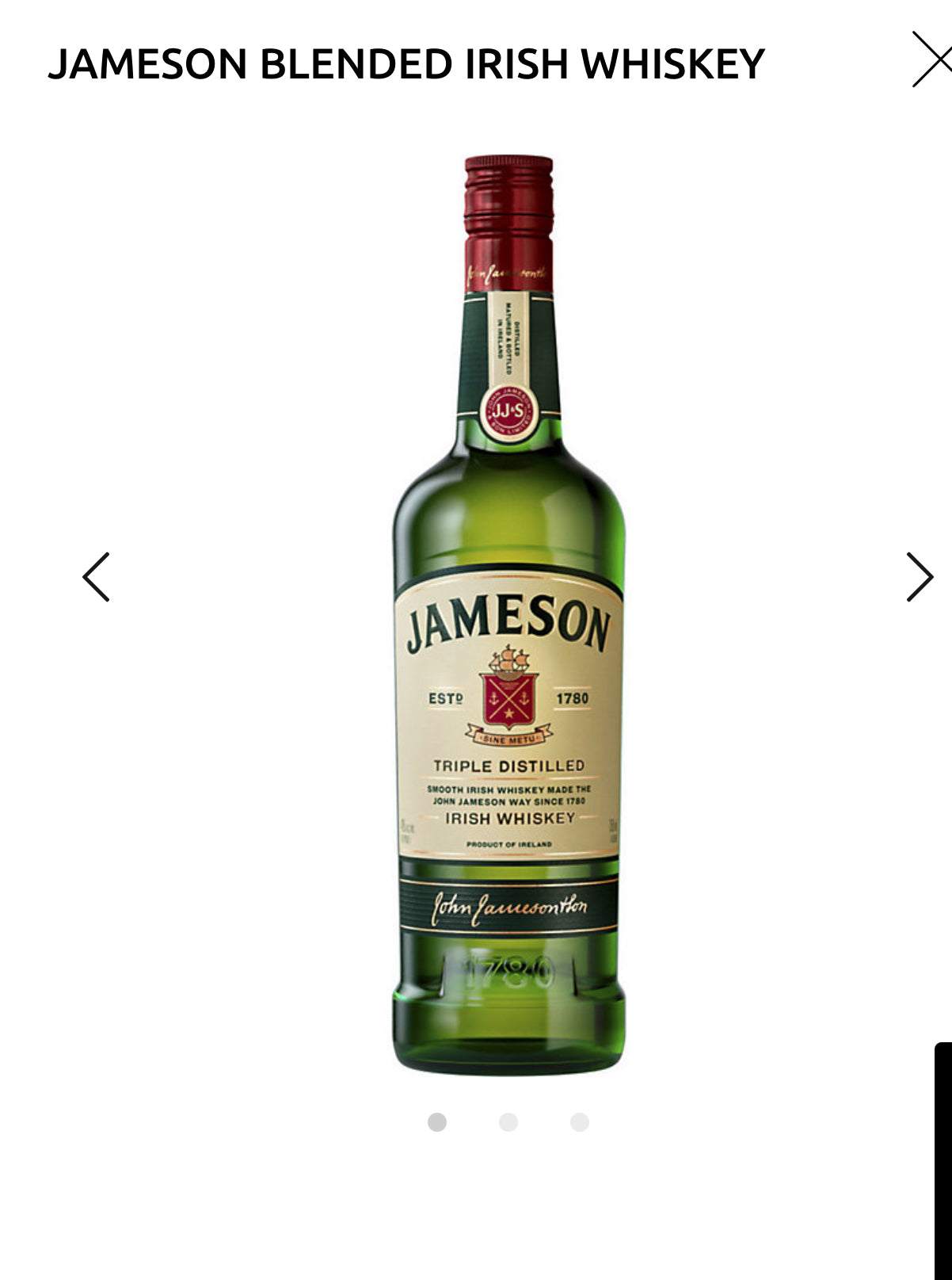 Jameson Blended Irish Whiskey 80