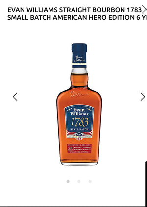 Evan Williams Straight Bourbon 1783 Small Batch American Hero Edition 6 Yr 90