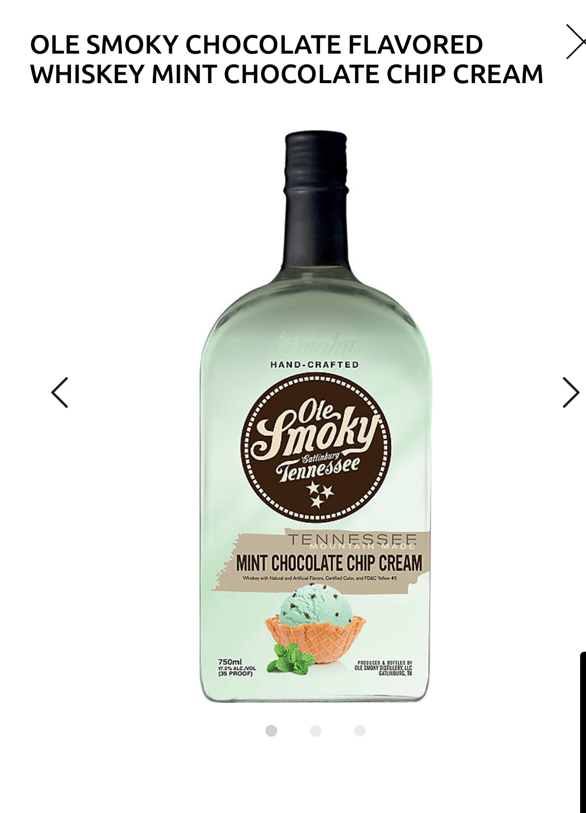 Ole Smoky Mint Chocolate Chip Cream Liqueur 35