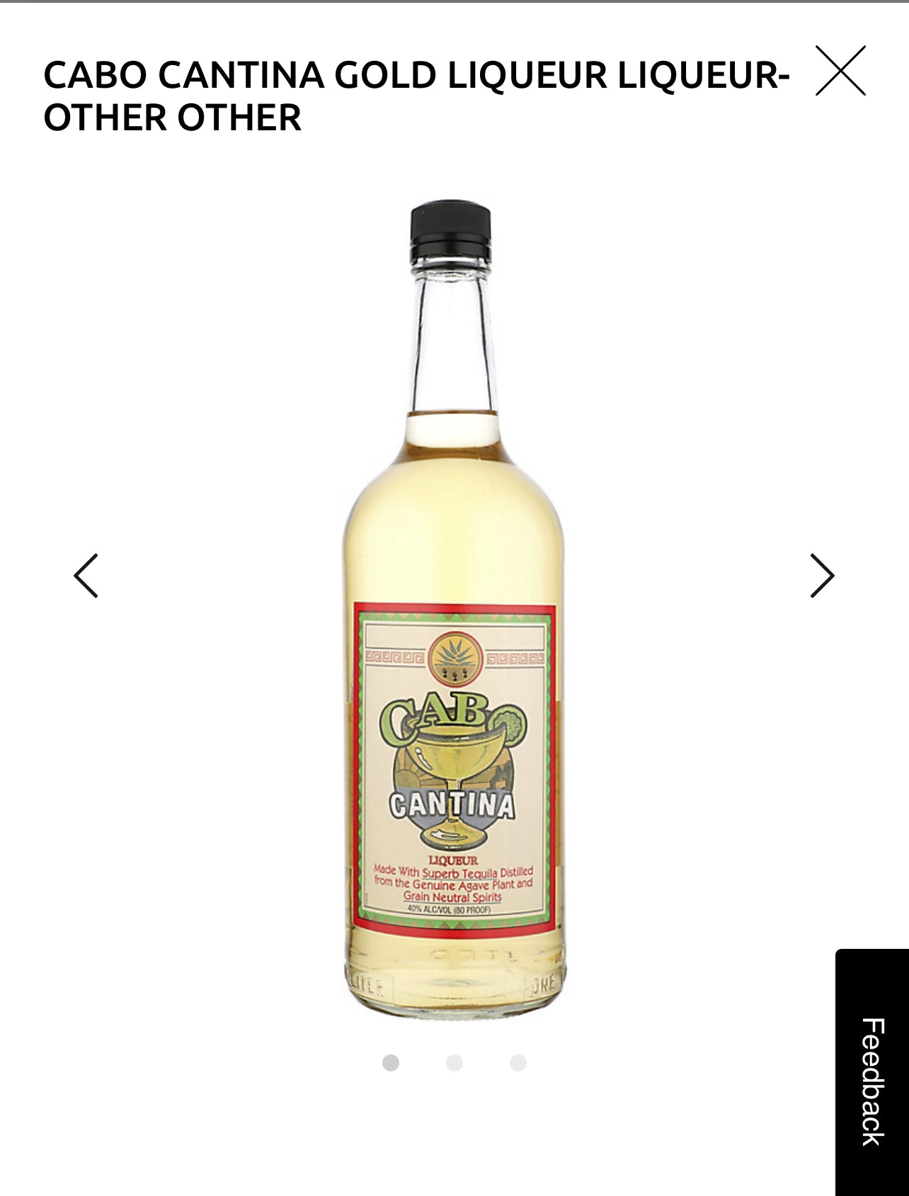 Cabo Cantina Gold Liqueur 80