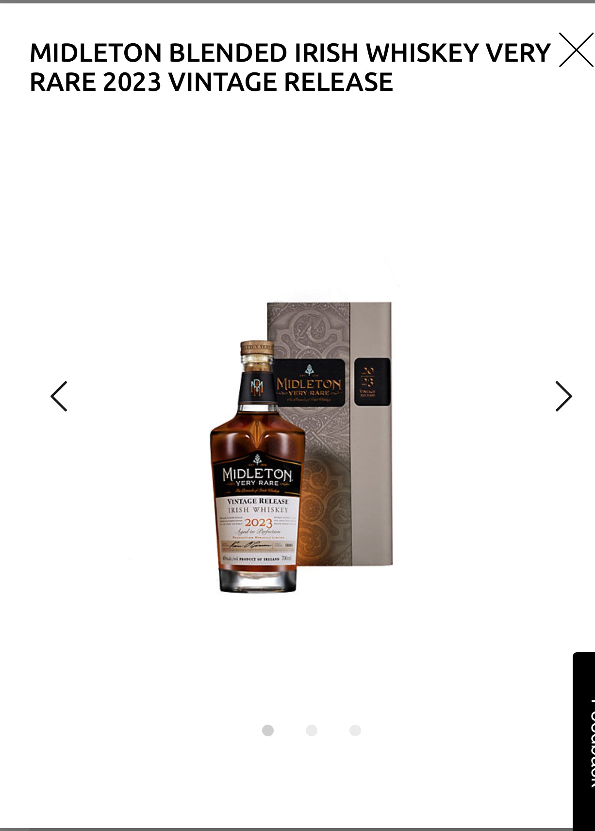 Midleton Blended Irish Whiskey Very Rare 2023 Vintage Release 80