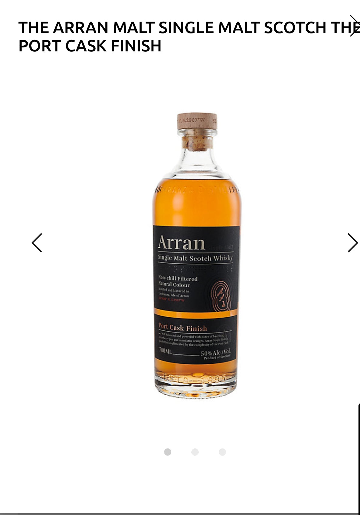 The Arran Malt Single Malt Scotch The Port Cask Finish 100