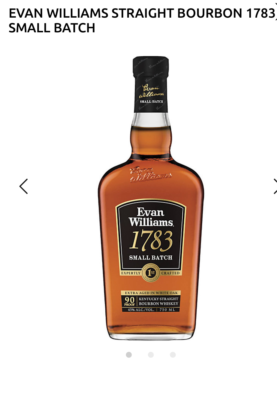 Evan Williams Straight Bourbon 1783 Small Batch 90