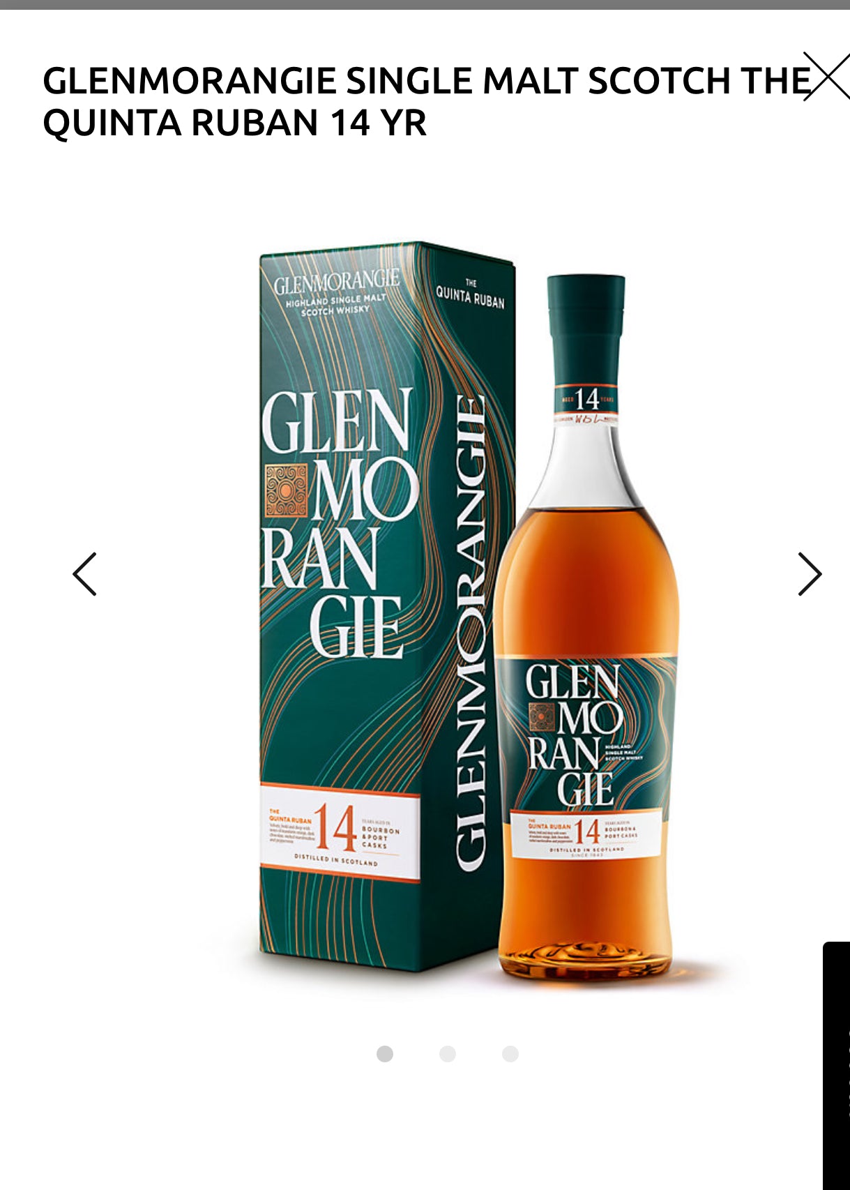 Glenmorangie Single Malt Scotch The Quinta Ruban 14 Yr 92 W/ Gift Box