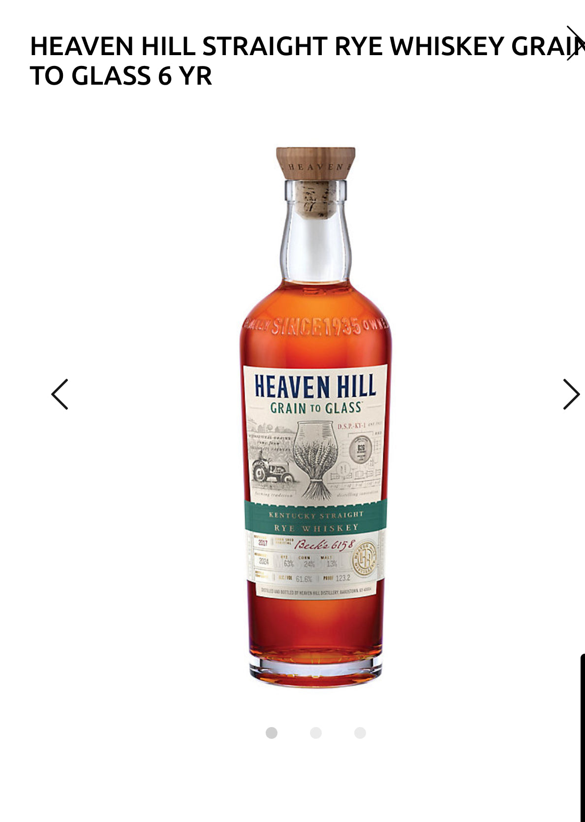 Heaven Hill Straight Rye Whiskey Grain To Glass 123.2