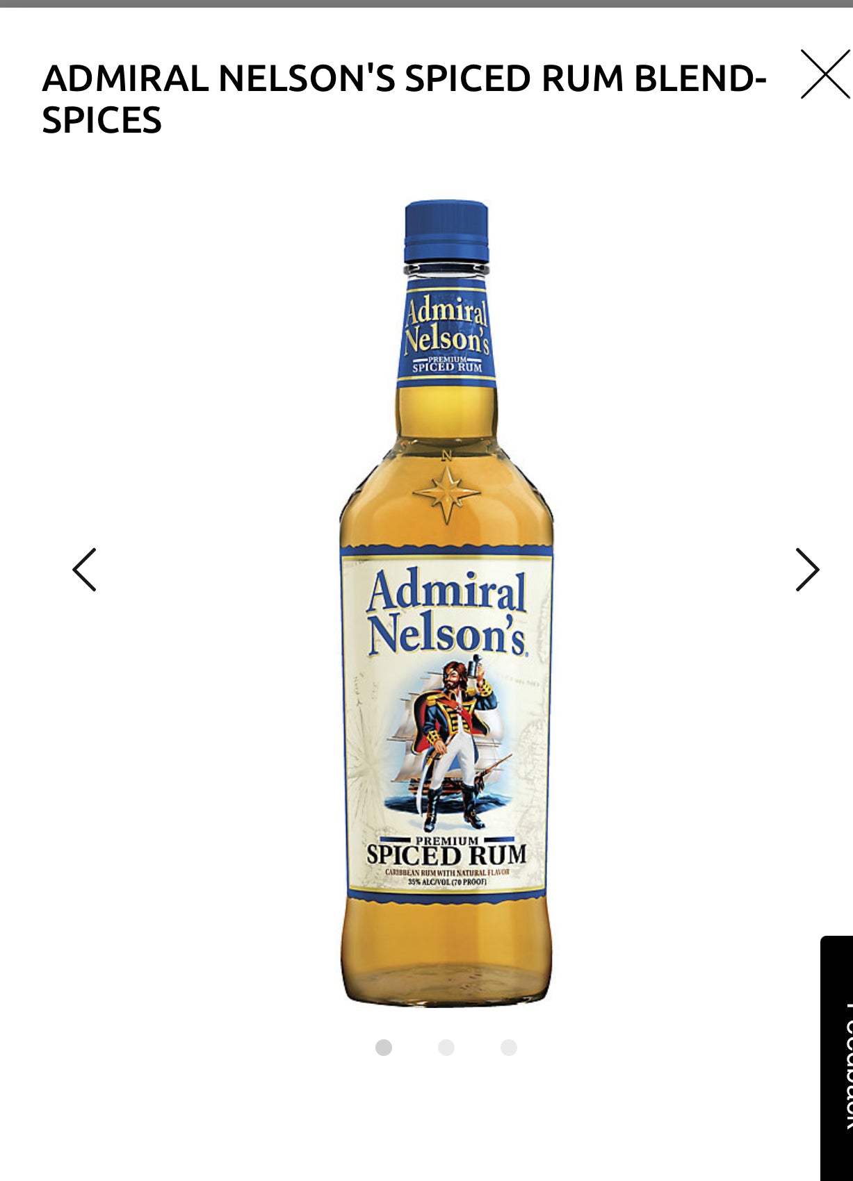Admiral Nelson's Spiced Rum 70
