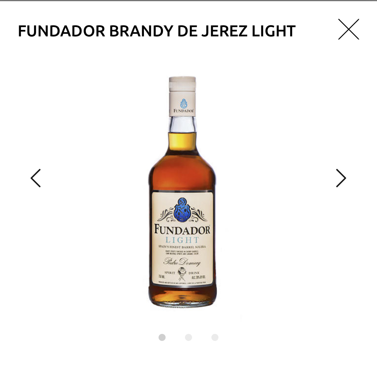 FUNDADOR BRANDY DE JEREZ LIGHT