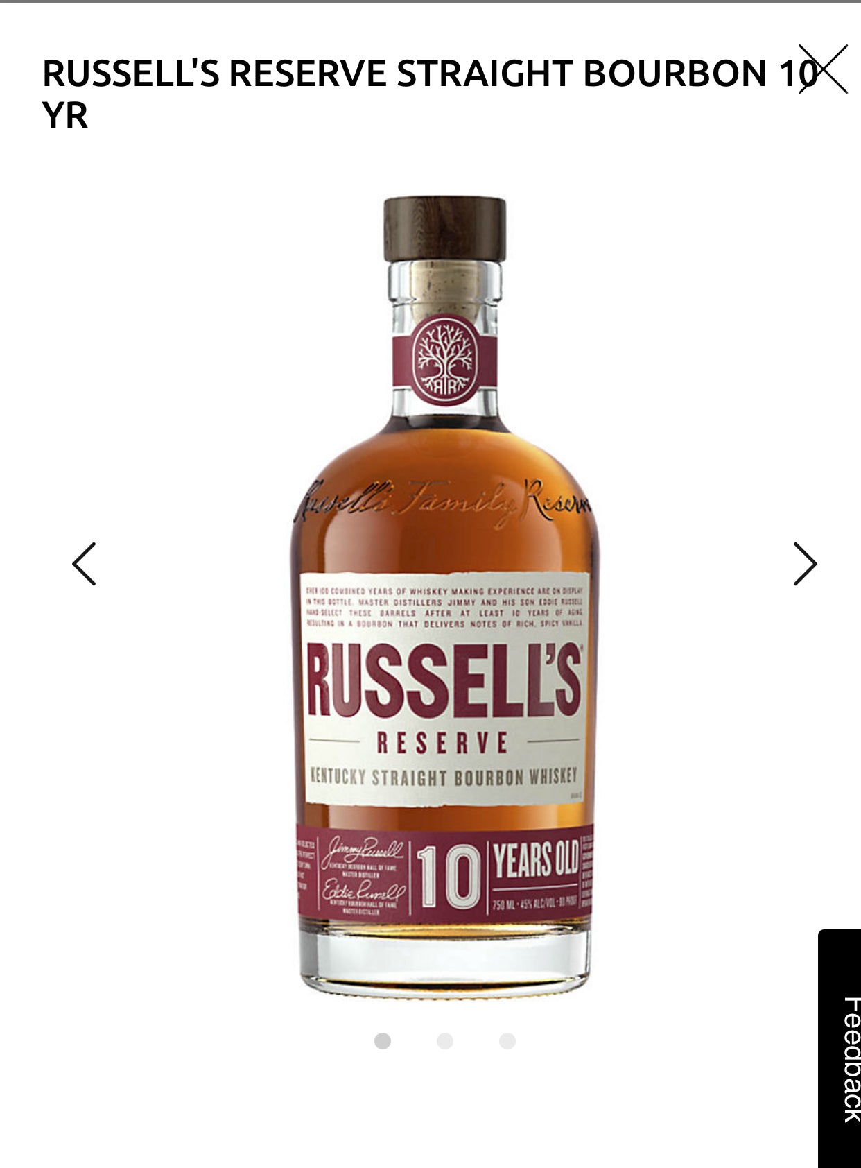 Russell's Reserve Straight Bourbon 10 Yr 90