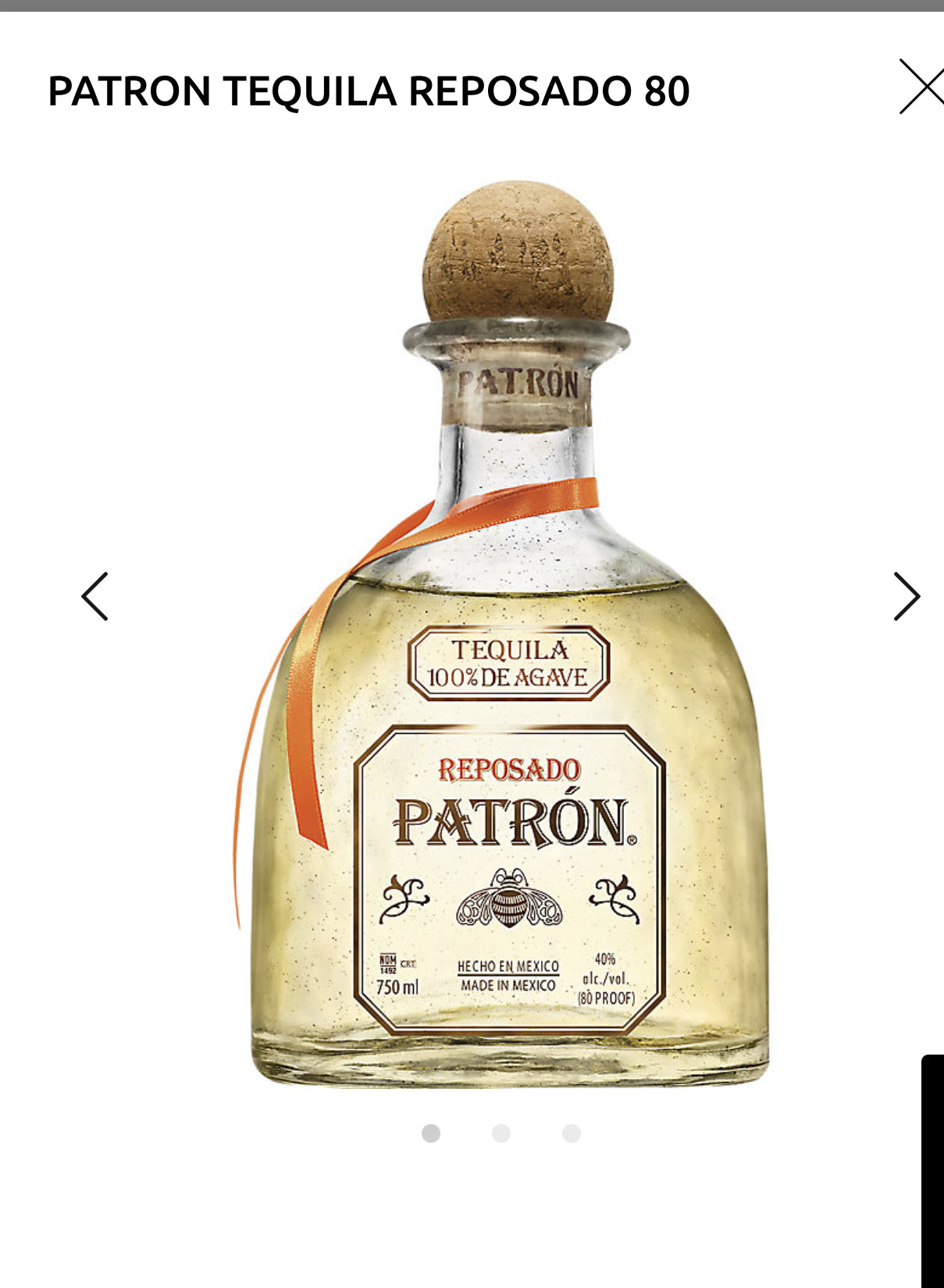 Patron Tequila Reposado 80 750ml