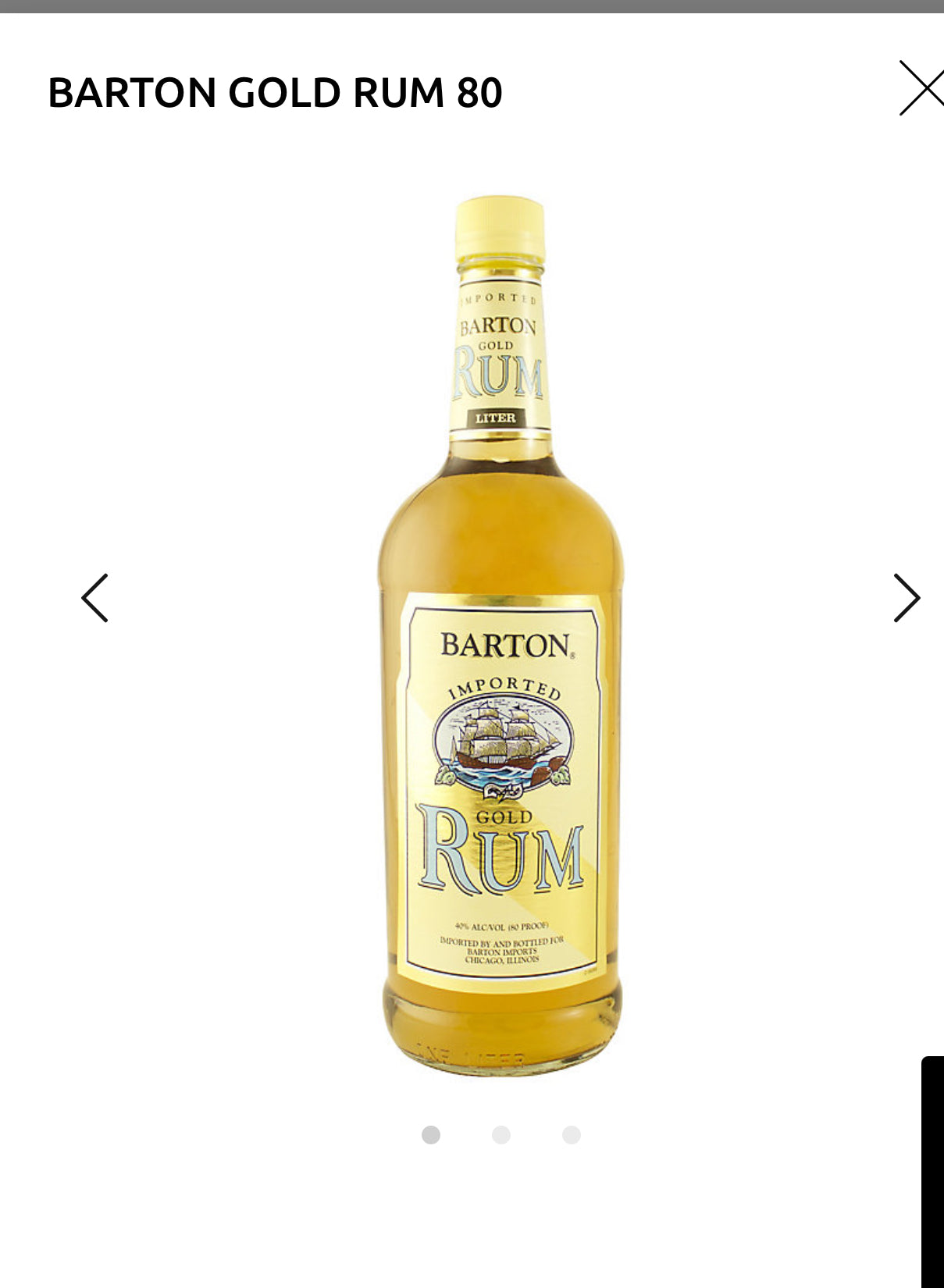 Barton Gold Rum 80 1L