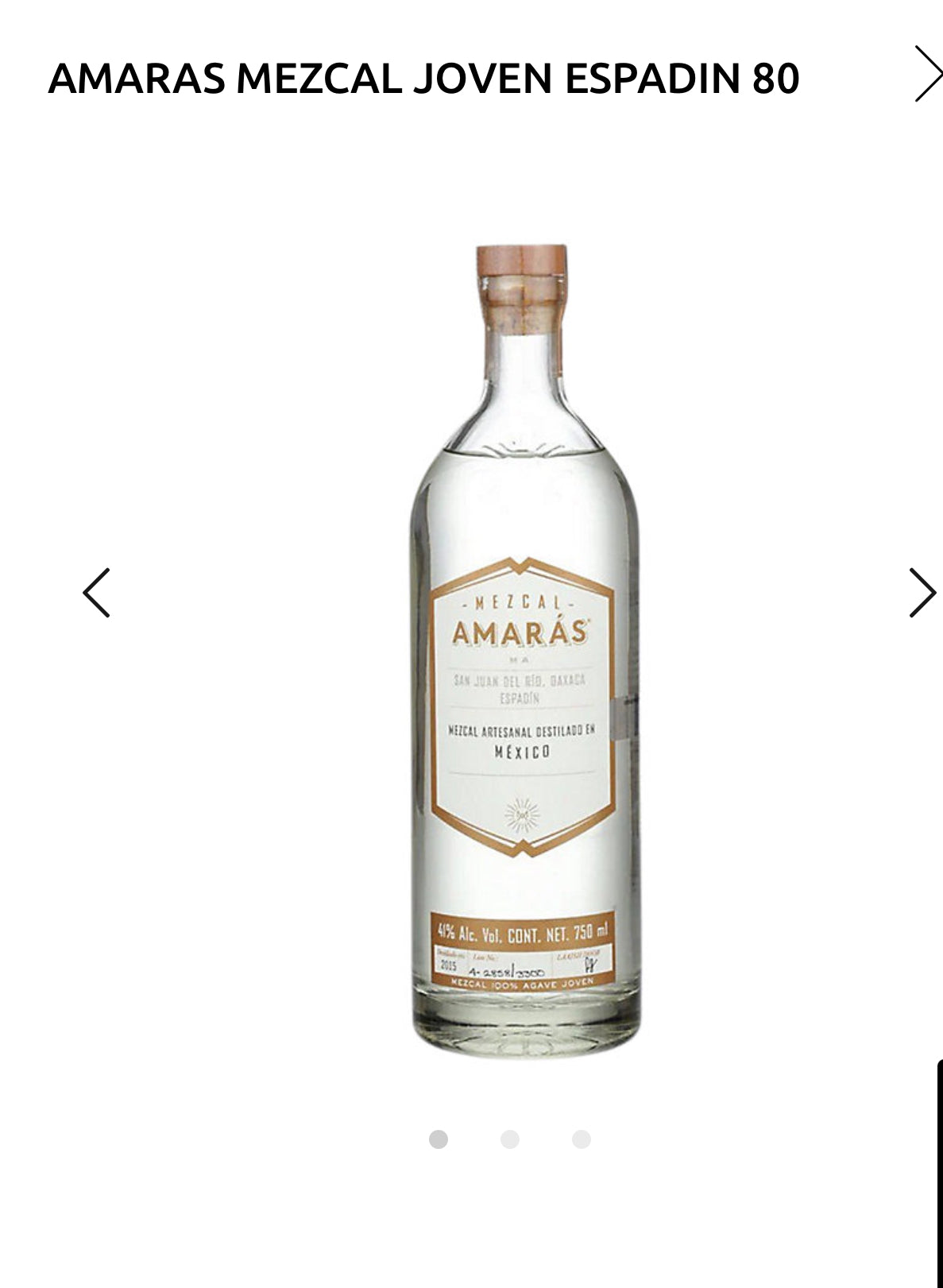 Amaras Mezcal Joven Espadin 82