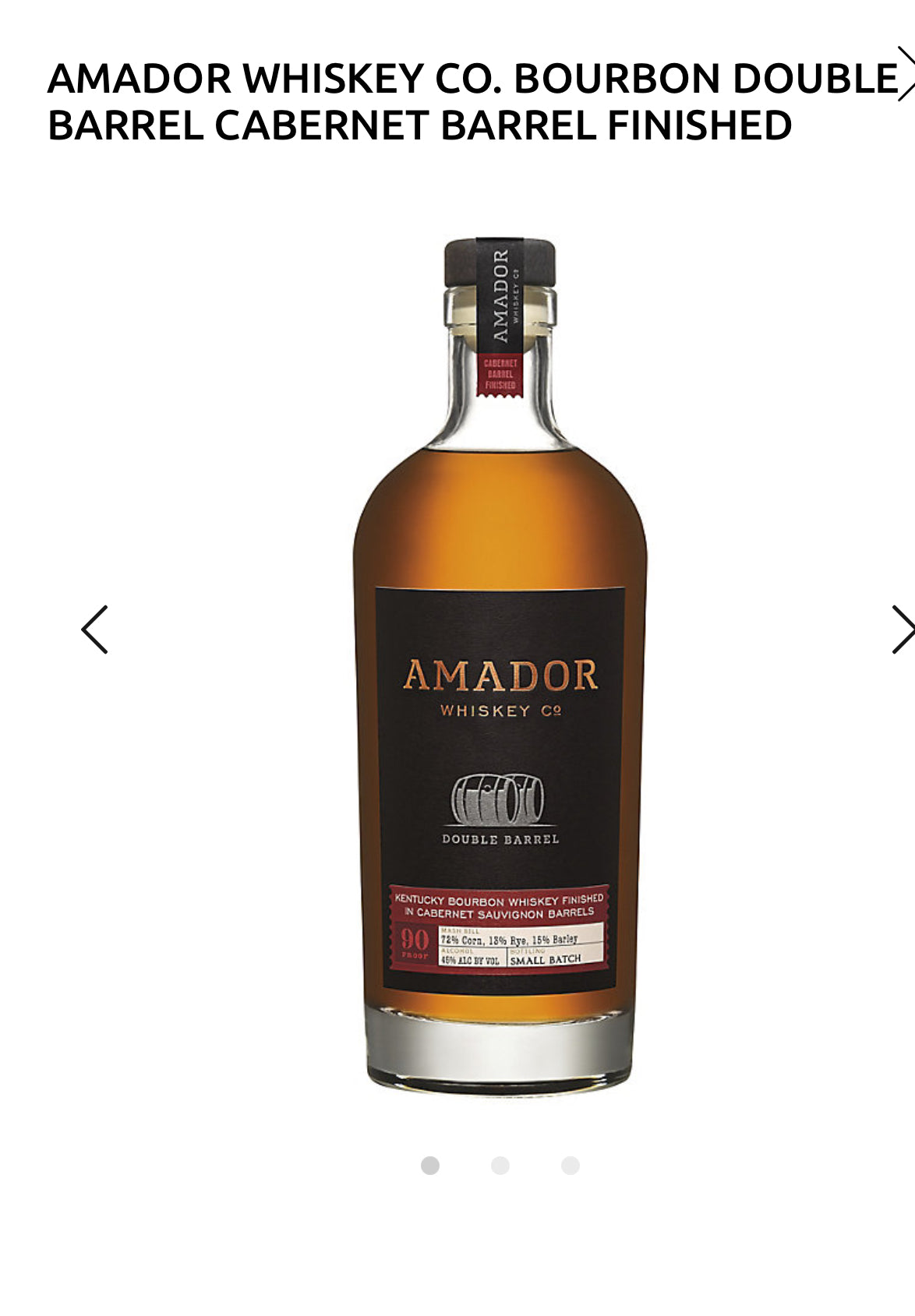 Amador Whiskey Co. Bourbon Double Barrel Cabernet Barrel Finished 90