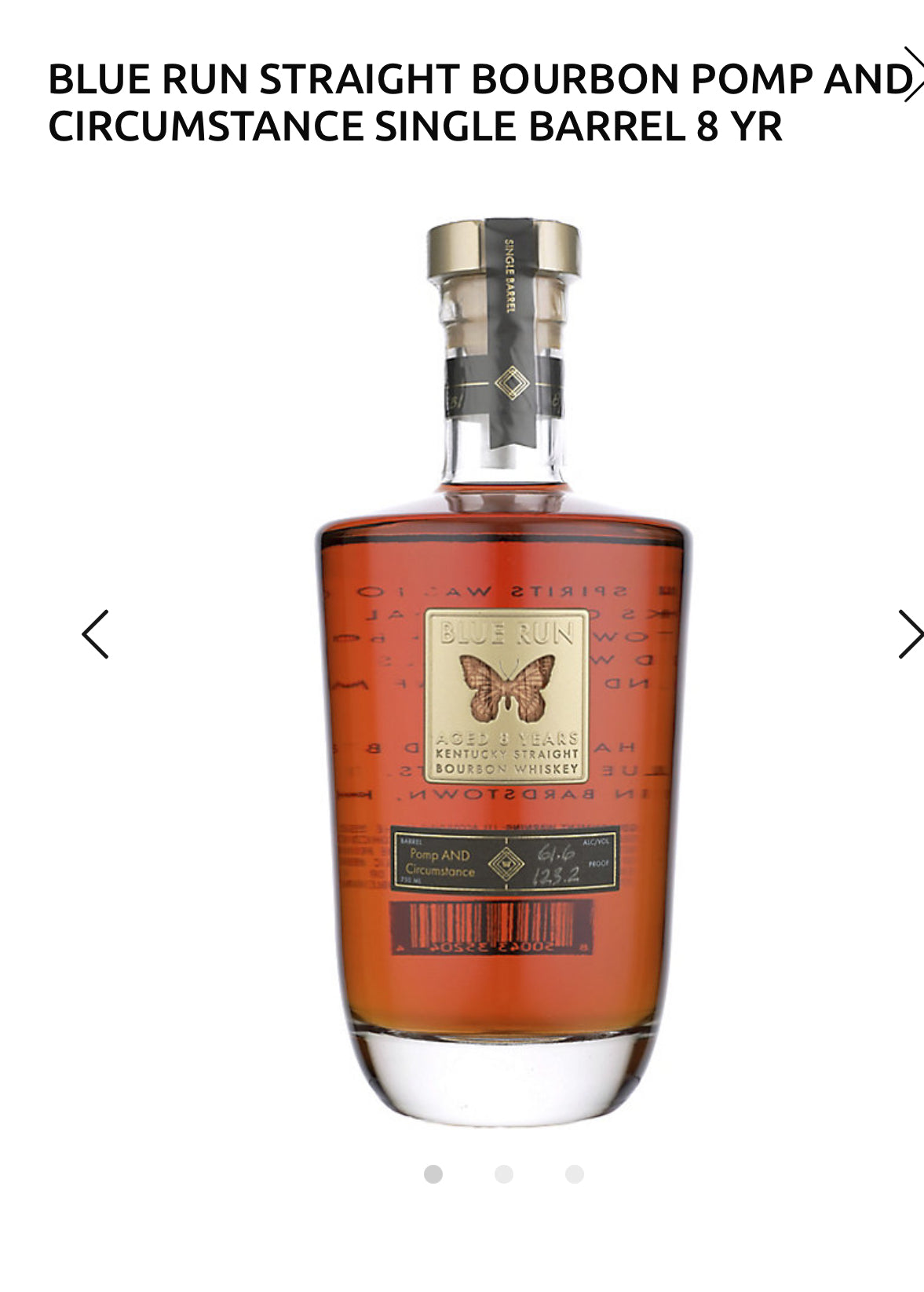 Blue Run Straight Bourbon Pomp And Circumstance Single Barrel 8 Yr 123.2