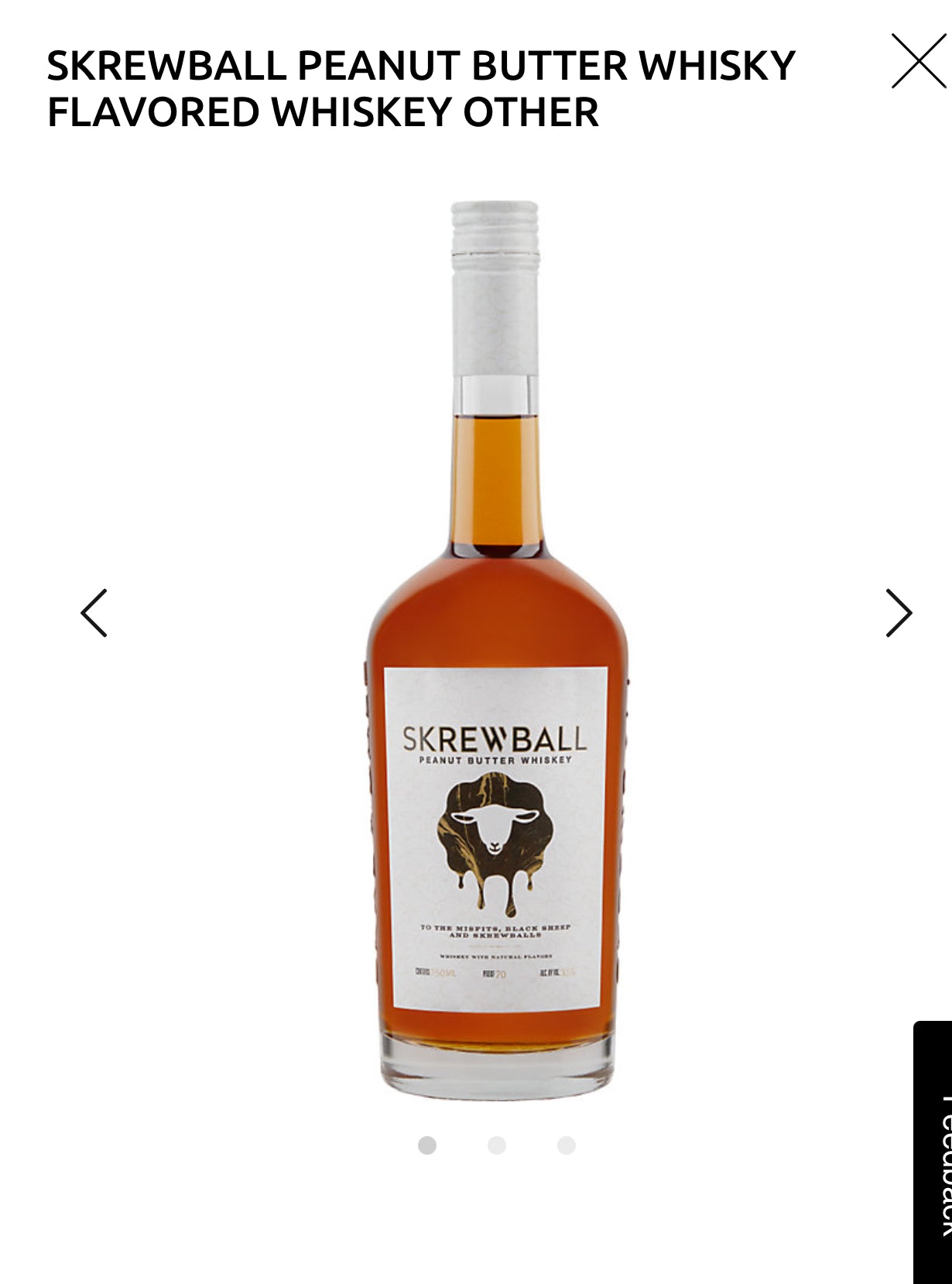 Skrewball Peanut Butter Whiskey 70 W/ 2-50ml Skrewball Peanut Butter Whiskey 70