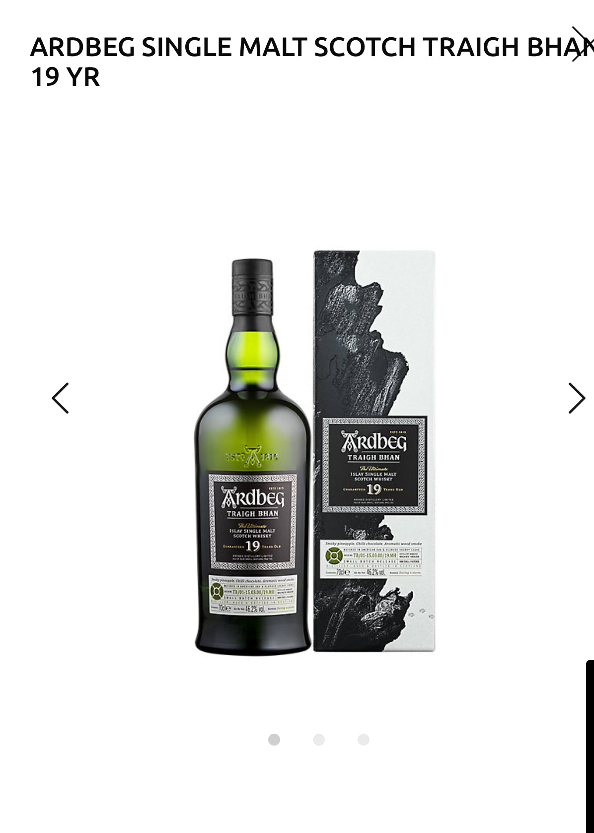 Ardbeg Single Malt Scotch Traigh Bhan 19 Yr 92.4 W/ 2024 Edition Gift Box