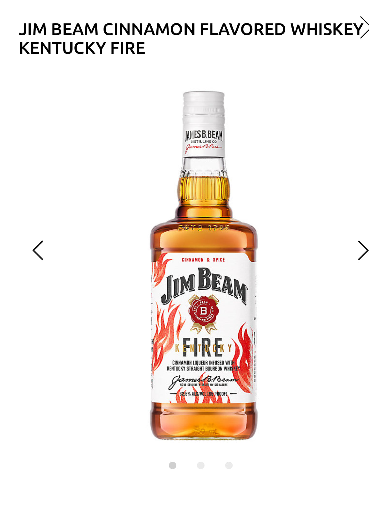Jim Beam Cinnamon Flavored Whiskey Kentucky Fire 65