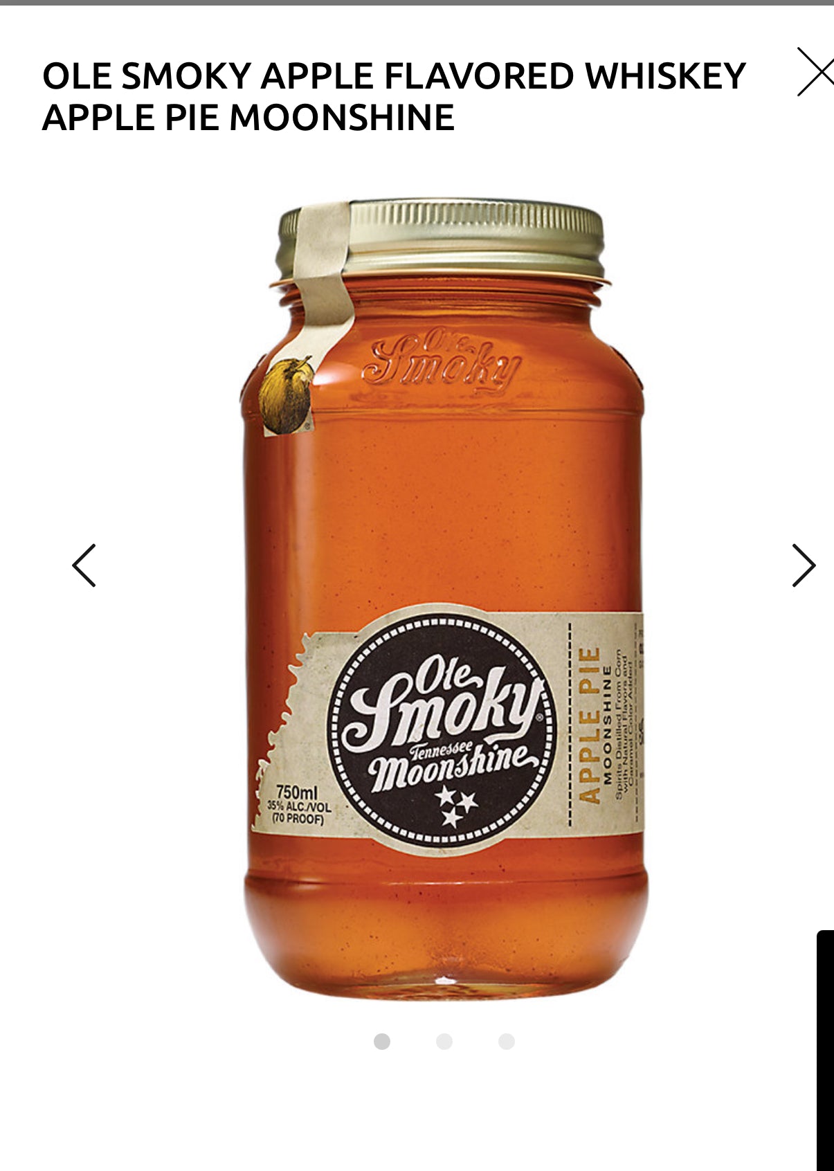 Ole Smoky Apple Pie Flavored Moonshine