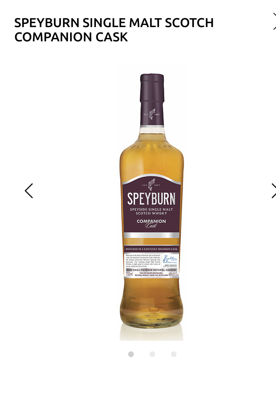 Speyburn Single Malt Scotch Companion Cask 92