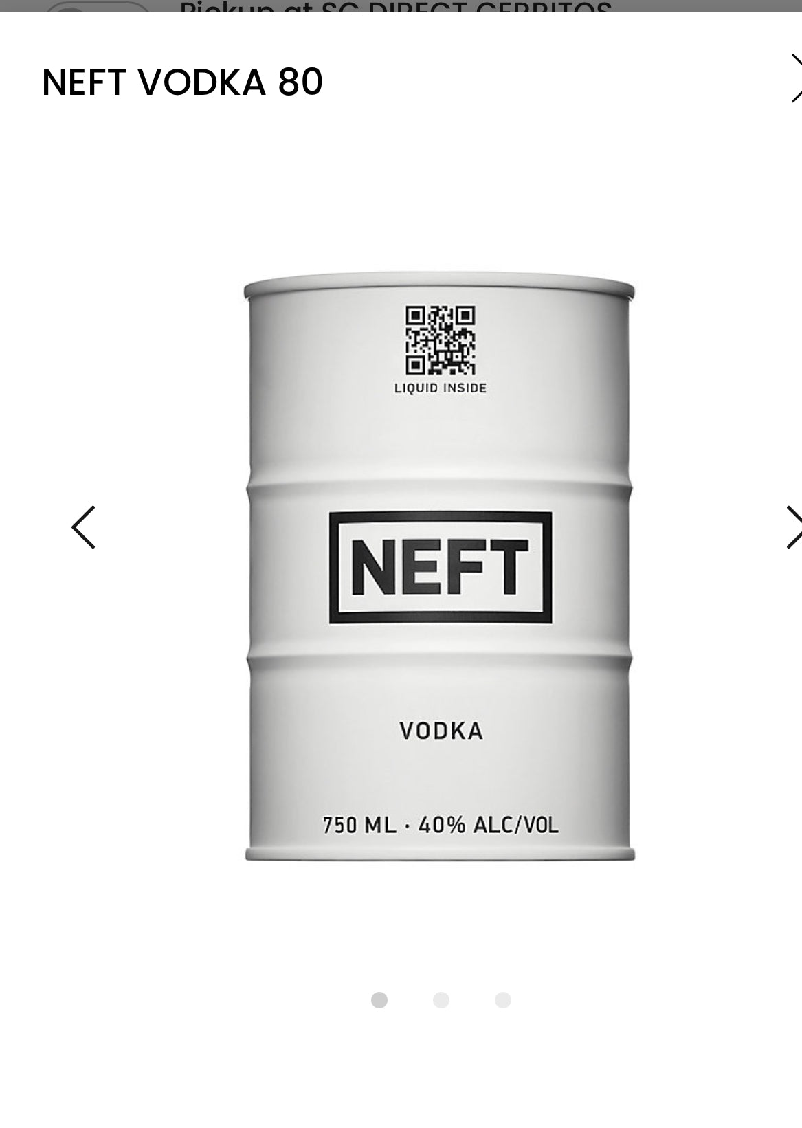 Neft Vodka 80 White Barrel Packaging
