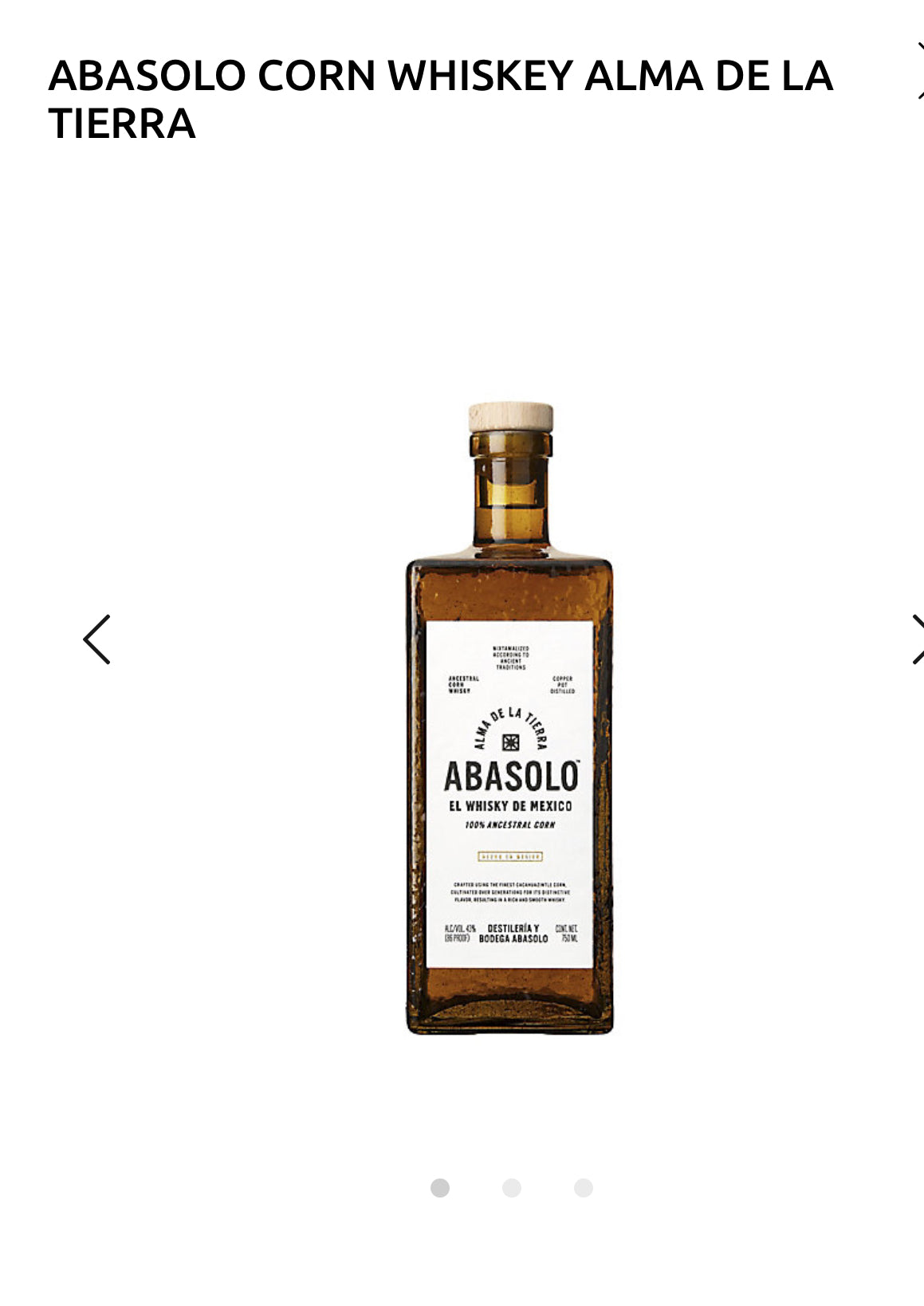Abasolo Corn Whisky Alma De La Tierra 86