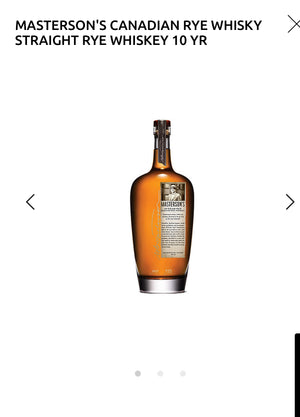 Masterson's Canadian Straight Rye Whiskey 10 Yr 90