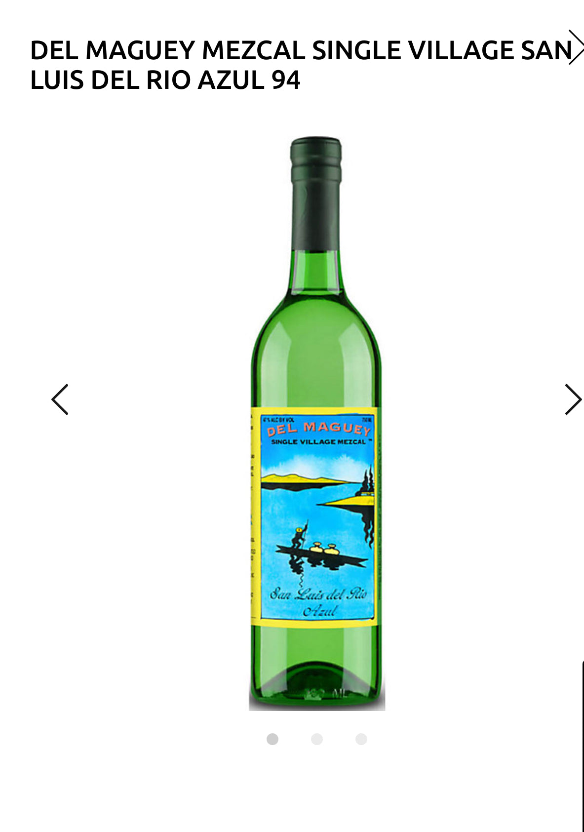 Del Maguey Mezcal Single Village San Luis Del Rio Azul 94