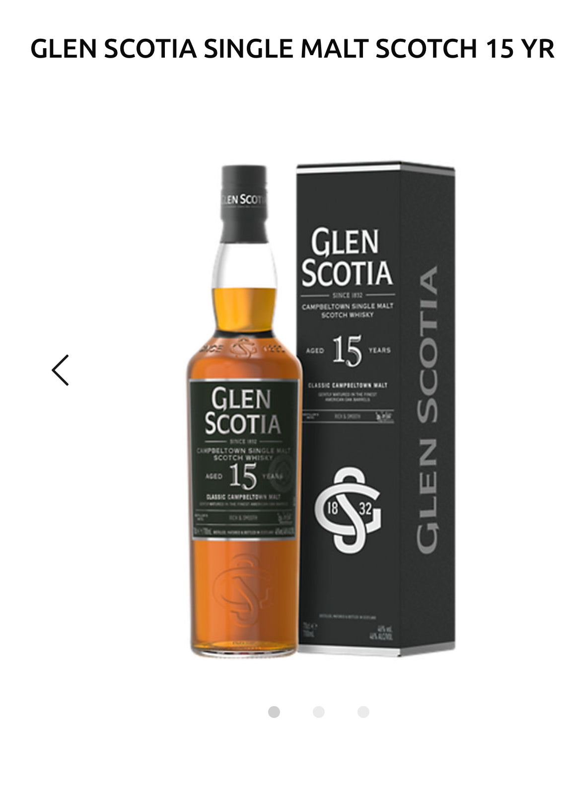Glen Scotia Single Malt Scotch 15 Yr 92