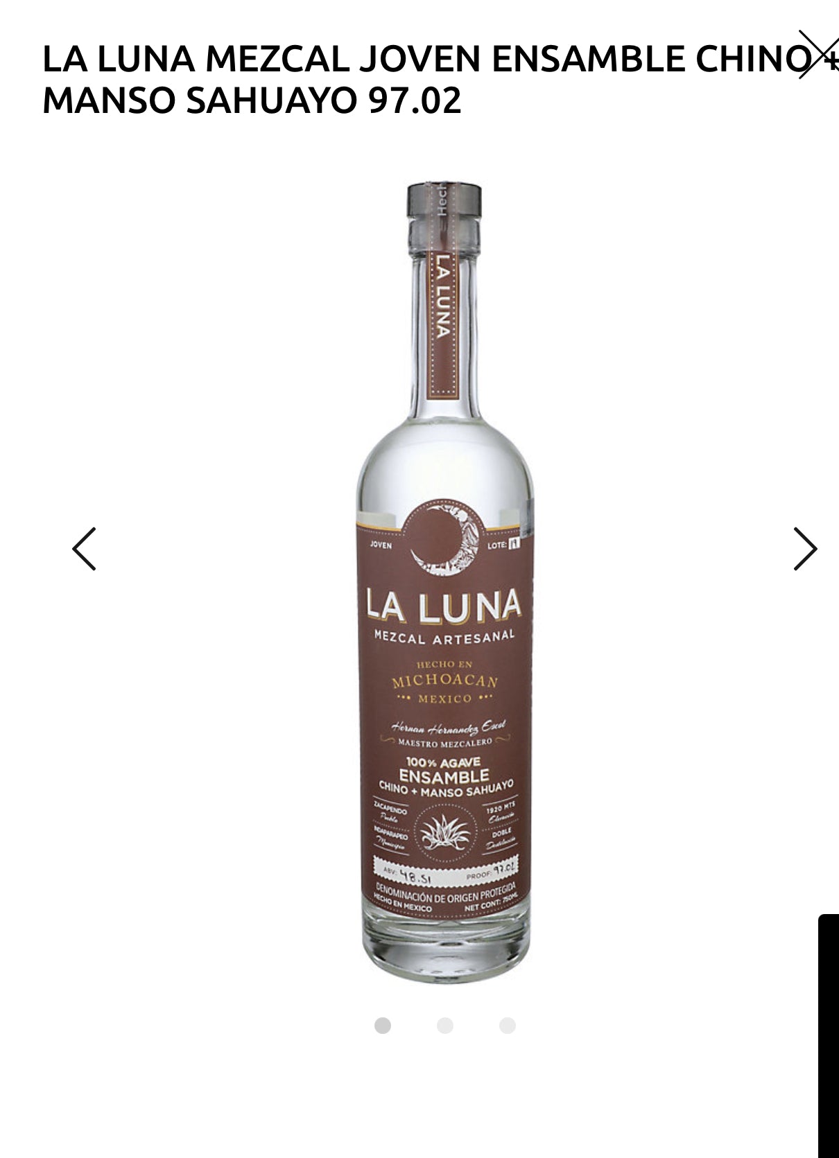 La Luna Mezcal Joven Ensamble Chino + Manso Sahuayo 97.02