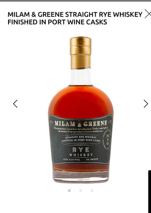 Milam & Greene Straight Rye Whiskey Finished In Port Wine Casks 94