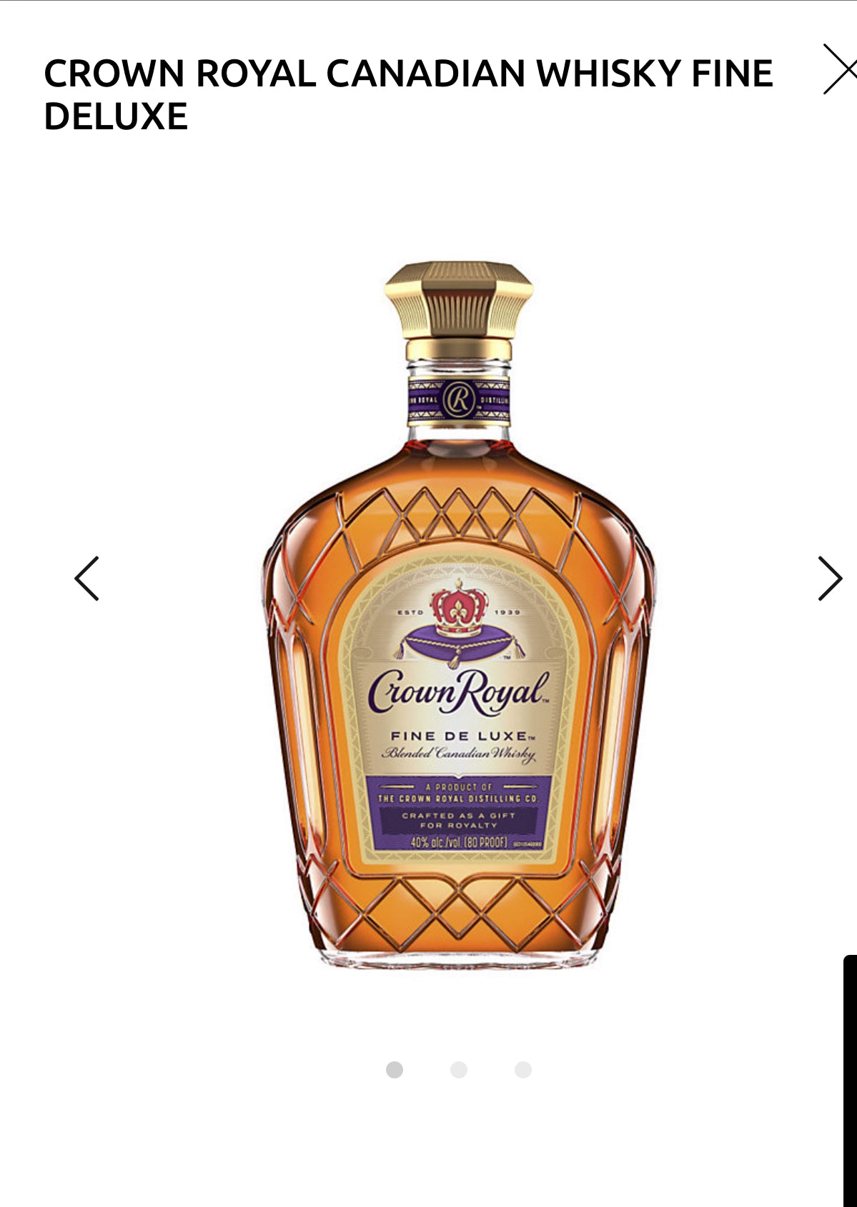 CROWN ROYAL CANADIAN WHISKY FINE DELUXE