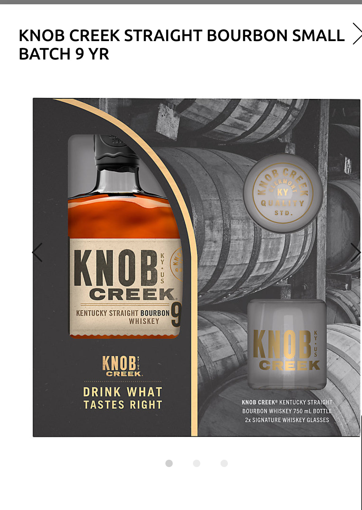 Knob Creek Straight Bourbon 100 W/ 2 Rock Glasses