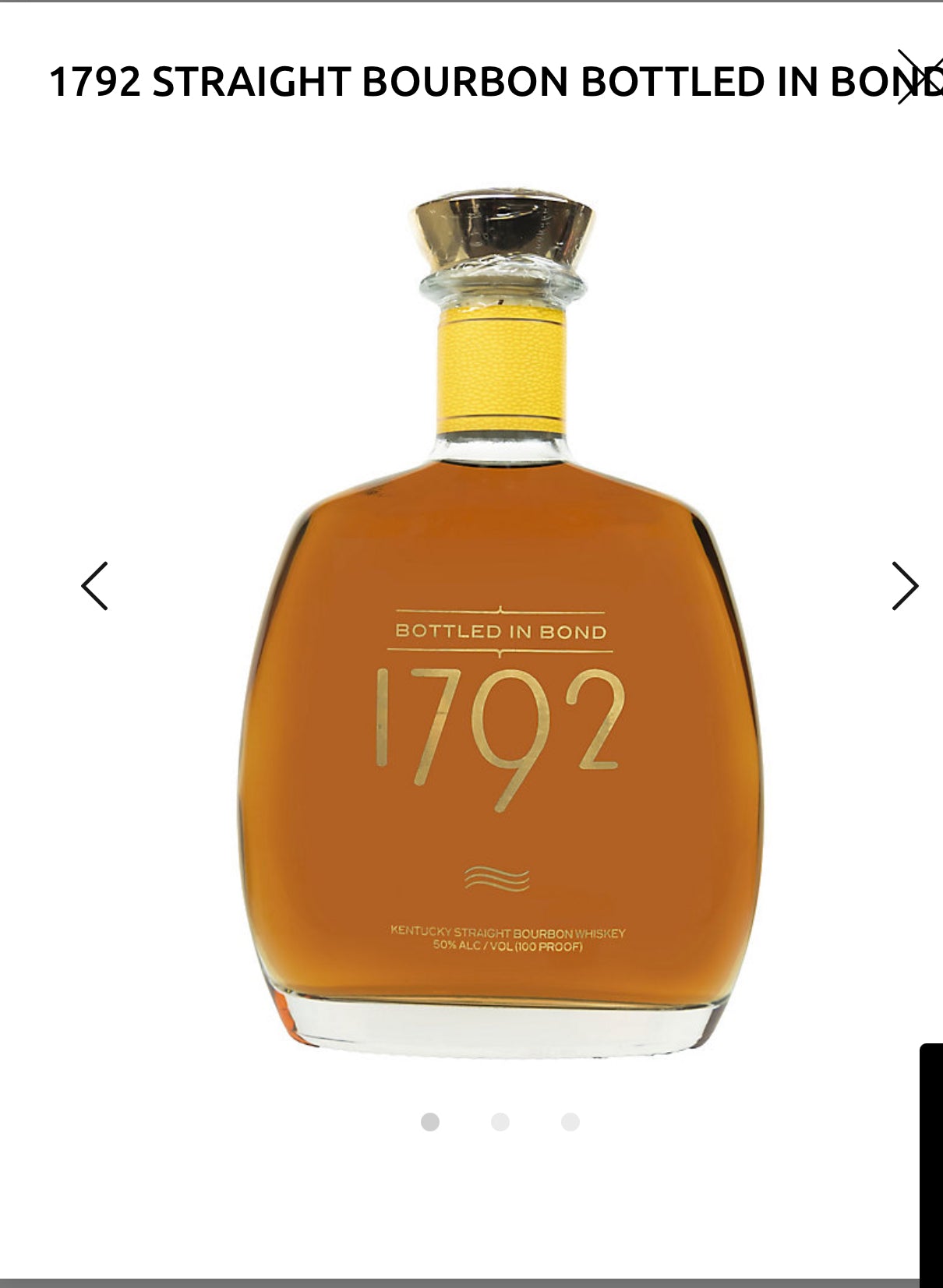 1792 Straight Bourbon Bottled In Bond 100