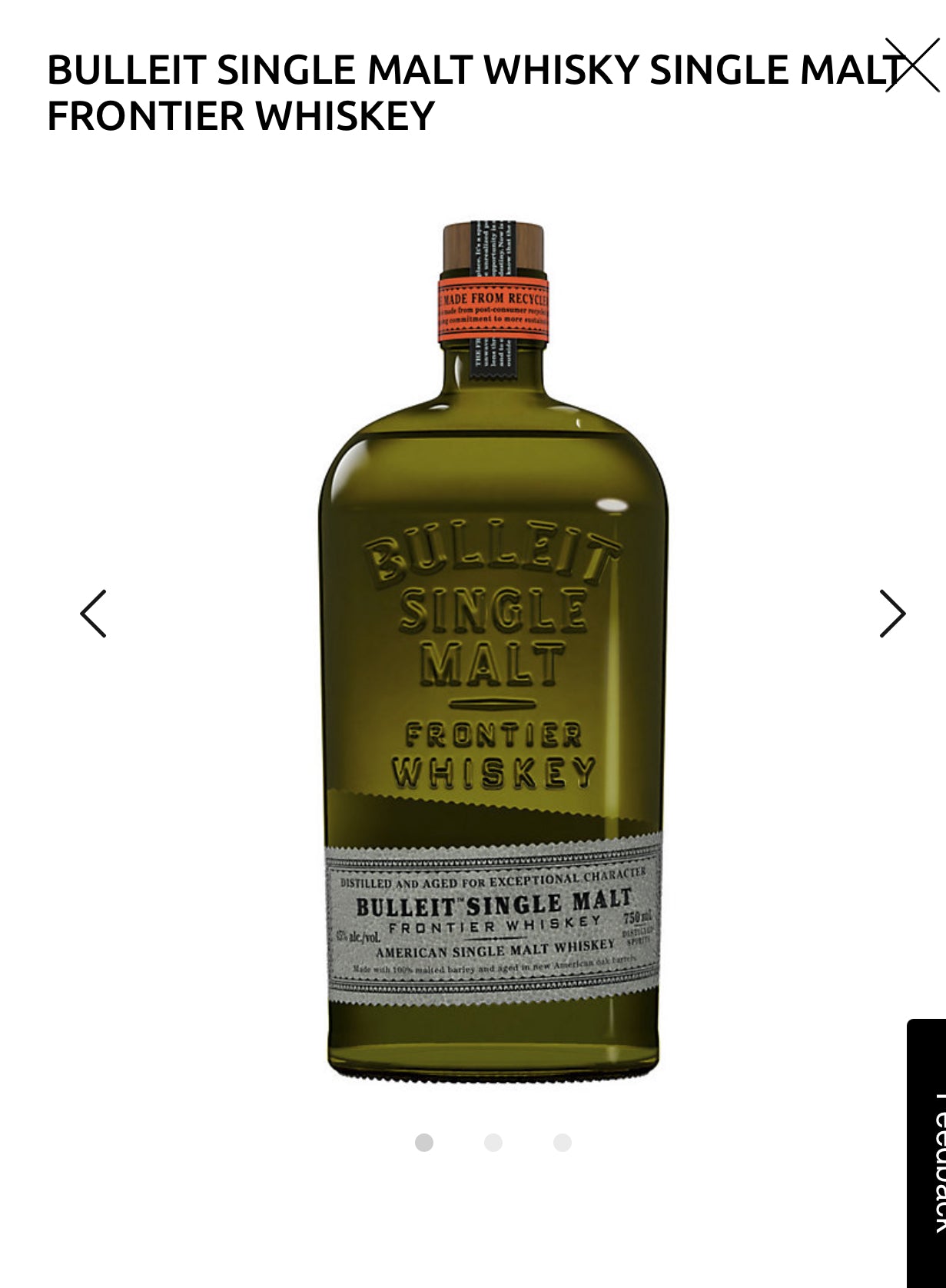 Bulleit Single Malt Whiskey Frontier Whiskey 90