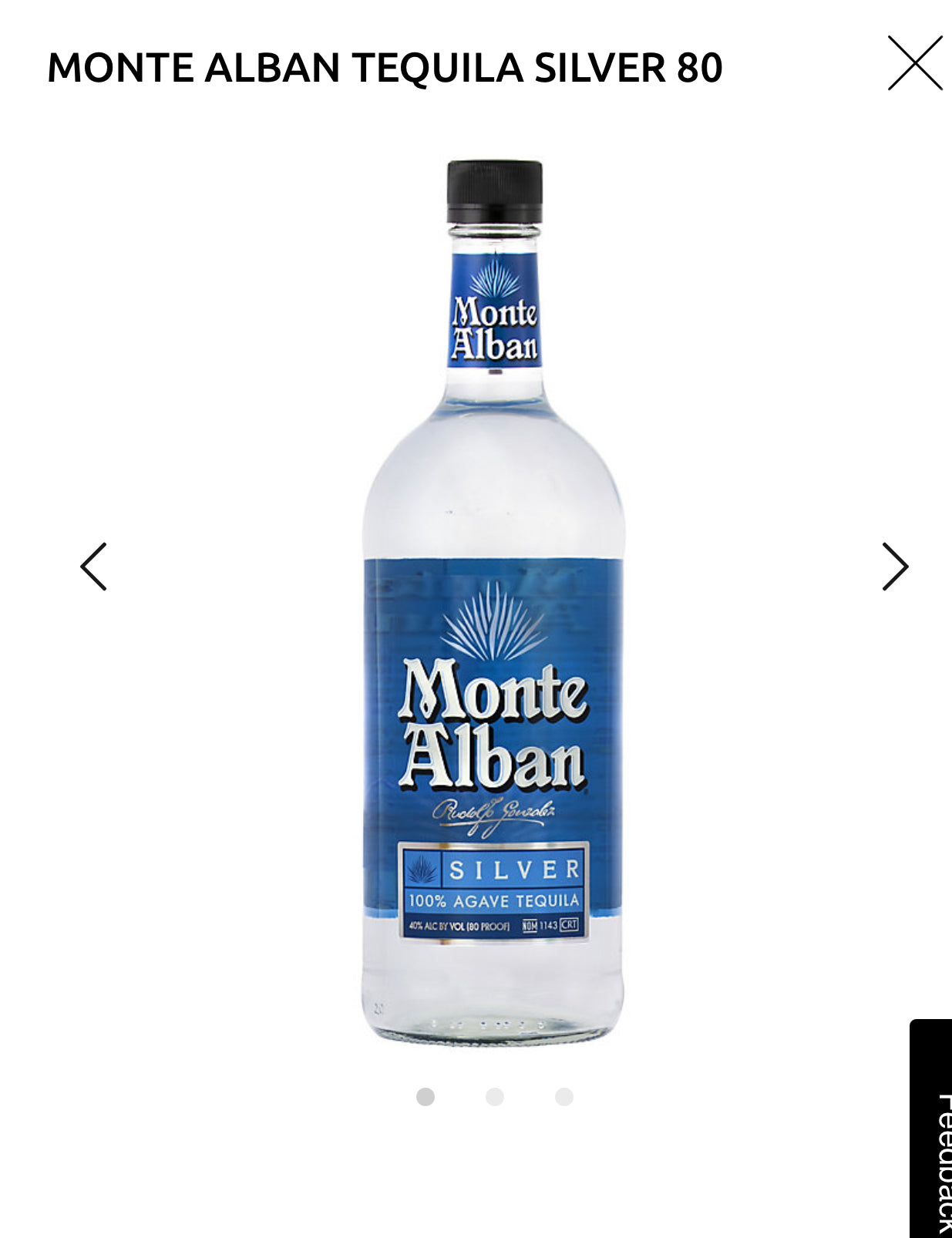 Monte Alban Tequila Silver 80 1L