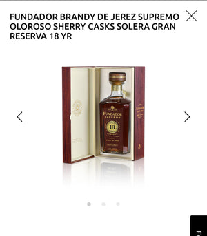 FUNDADOR BRANDY DE JEREZ SUPREMO OLOROSO SHERRY CASKS SOLERA GRAN RESERVA 18 YR
