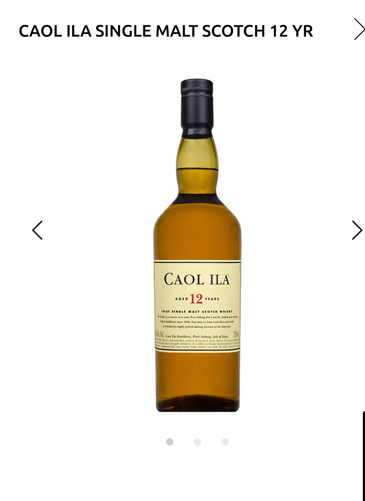 Caol Ila Single Malt Scotch 12 Yr 86