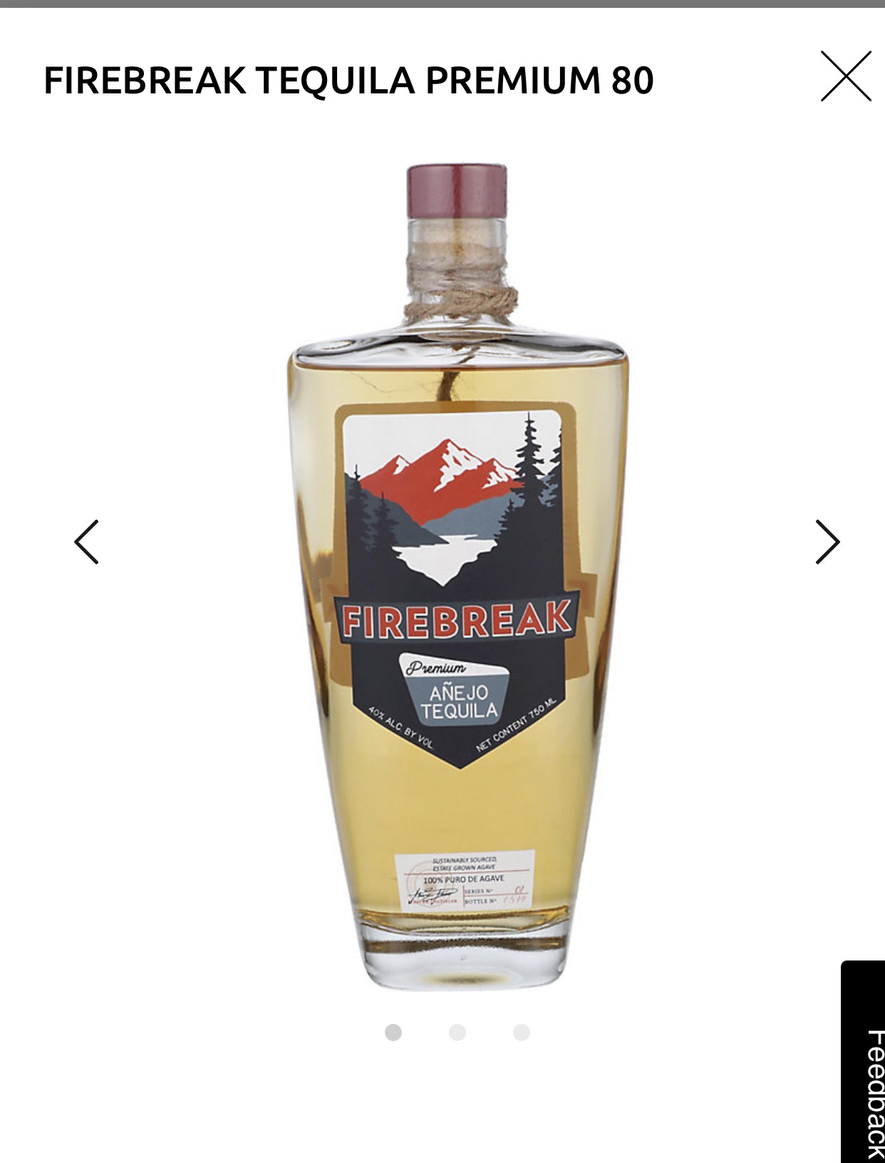 Firebreak Tequila Anejo Premium 80