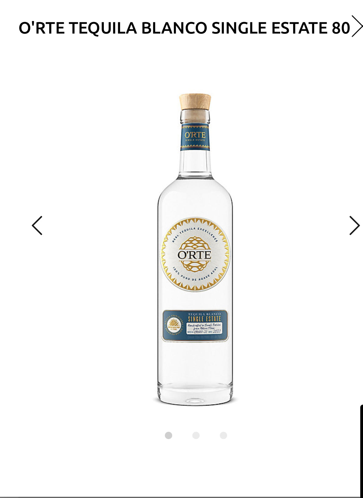 Orte Tequila Blanco Single Estate 80