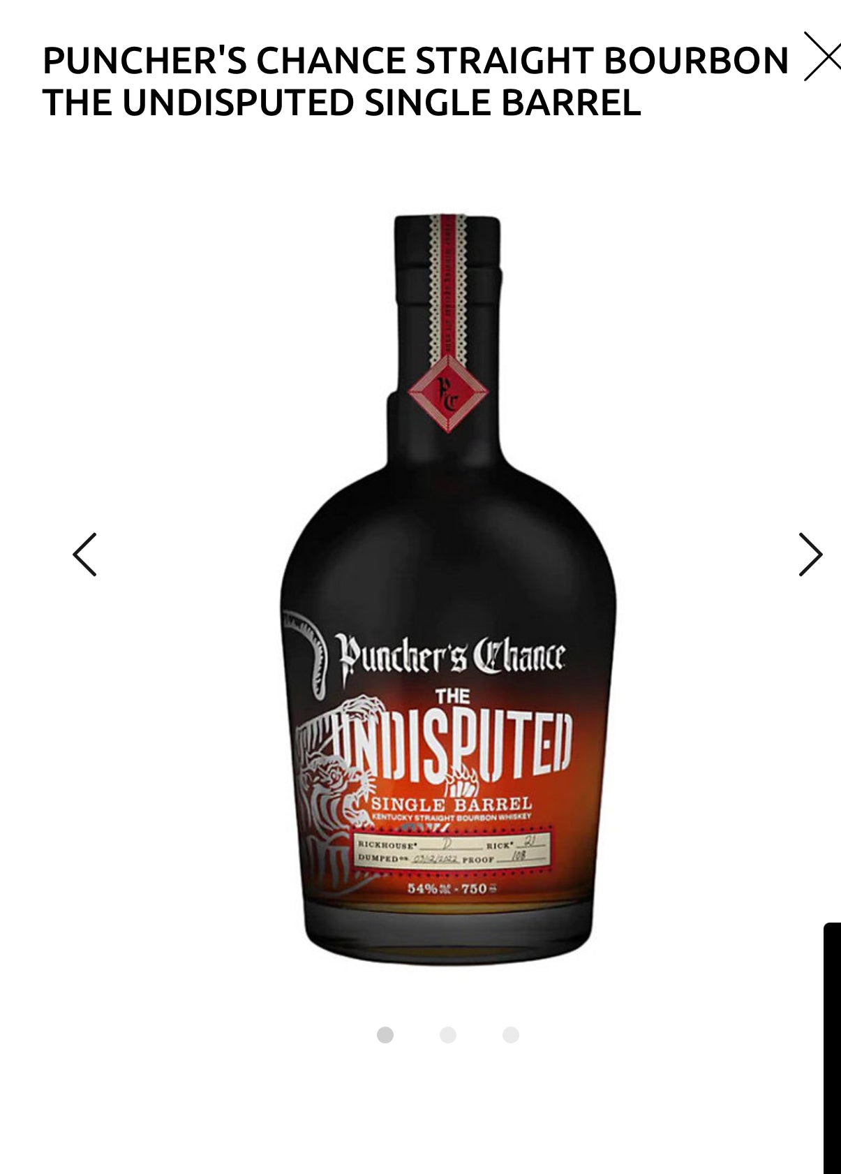 Puncher's Chance Straight Bourbon The Undisputed Single Barrel 108