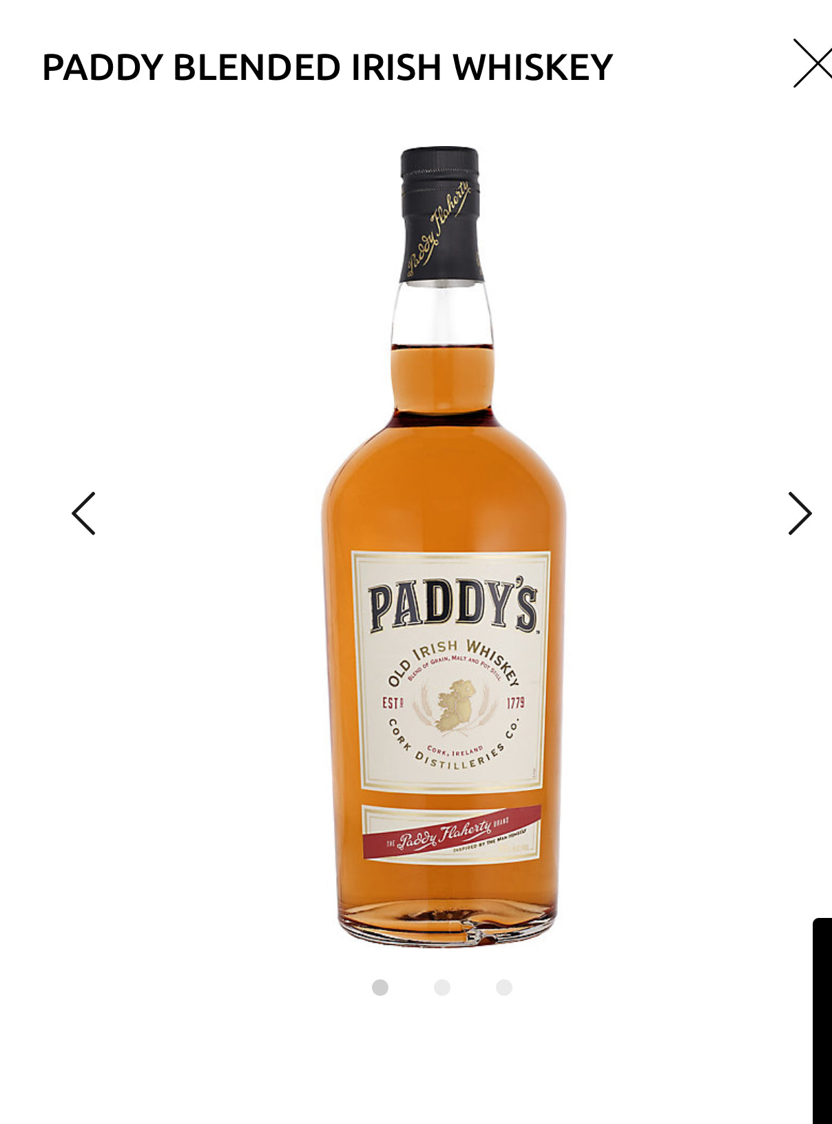 PADDY BLENDED IRISH WHISKEY 1L