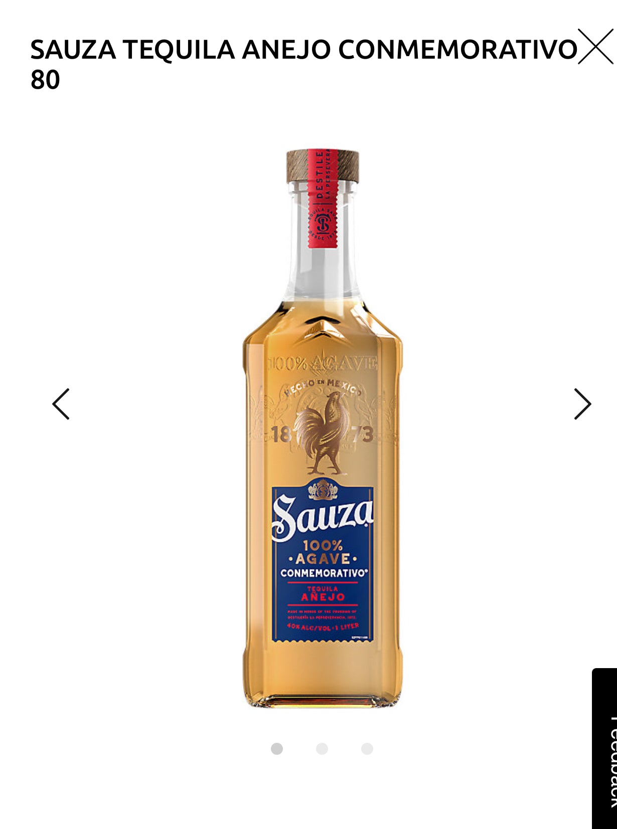 Sauza Tequila Anejo Conmemorativo 1L